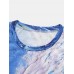 Men Landscape Print Art Style O Neck Sleeveless Cool Top