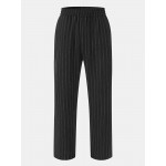 Men Striped Print Business Stick Wide Legged Back Pockets Suit Pants