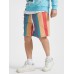 Men Colorful Striped Holiday Loose Drawstring Shorts With Pocket