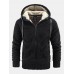 Men Cashmere Pure Pocket Elastic Hem Zipper Ski Hooded Jackets